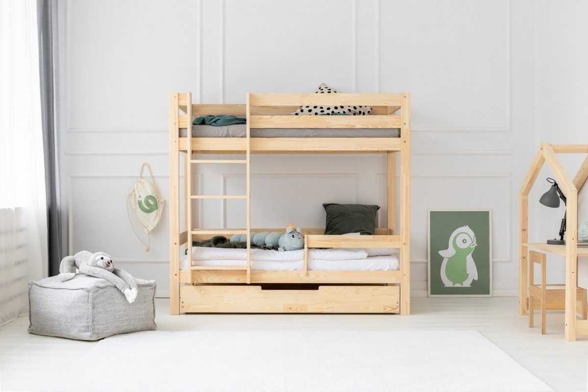 Lit superposé en bois Sacha avec tiroir