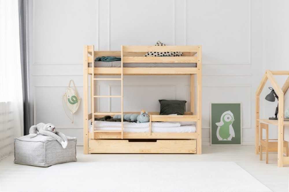 Lit superposé en bois Sacha avec tiroir