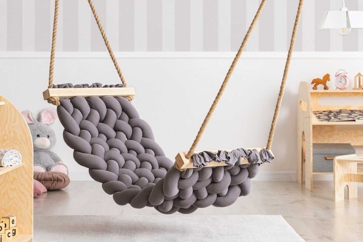 Hamac suspendu enfant en coton gris foncé