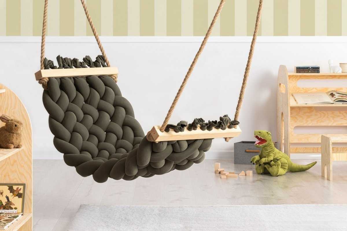Hamac suspendu enfant en coton kaki
