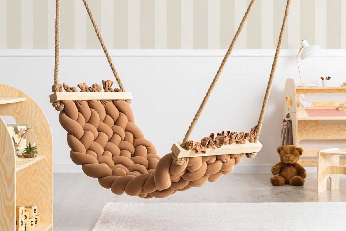 Hamac suspendu enfant en coton marron