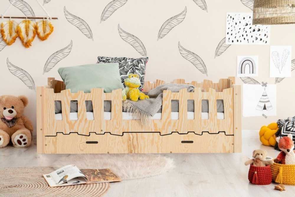 Lit modulable 70x140cm enfant en bois LEON avec options accès au centre et tiroir Lit modulable 70x140cm enfant en bois LEON avec options accès au centre et tiroir