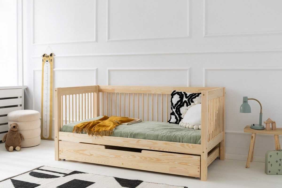 Lit enfant en bois Jules avec options barreaux ronds et tiroir