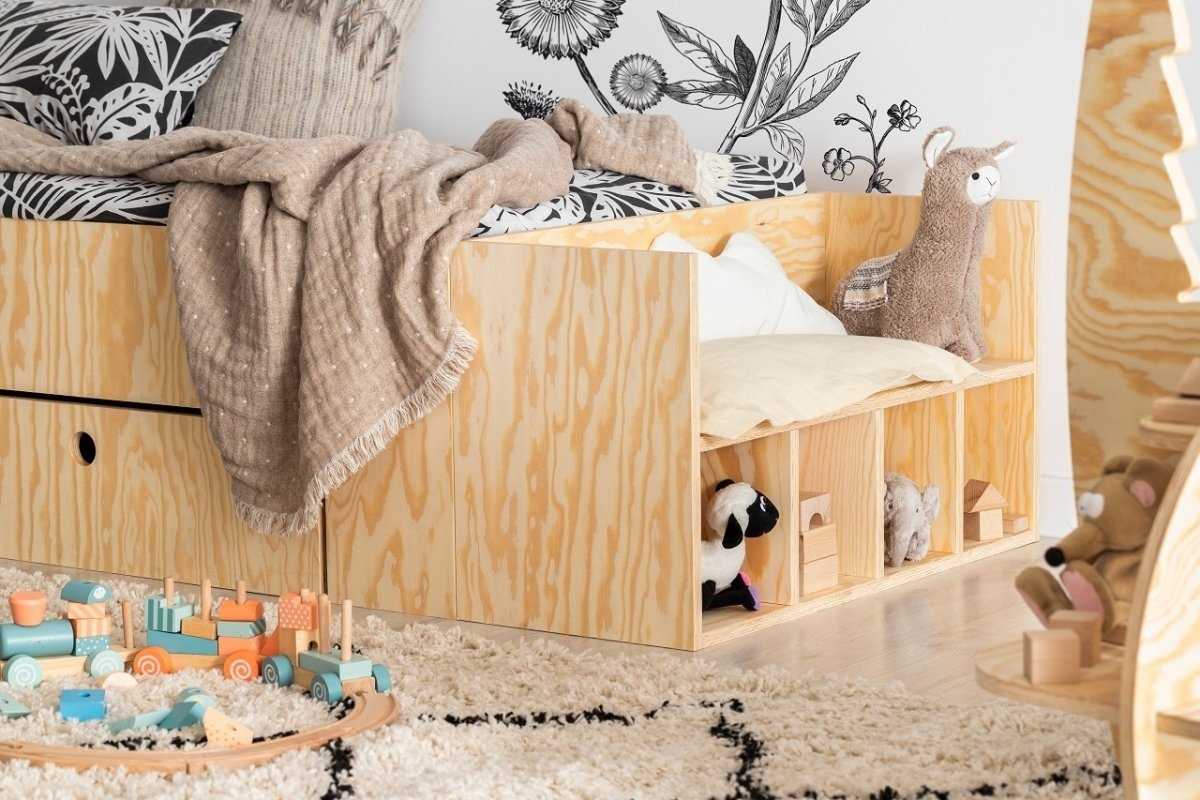 Lit modulable enfant en bois WILLOW avec rangements intégrés 80x190cm