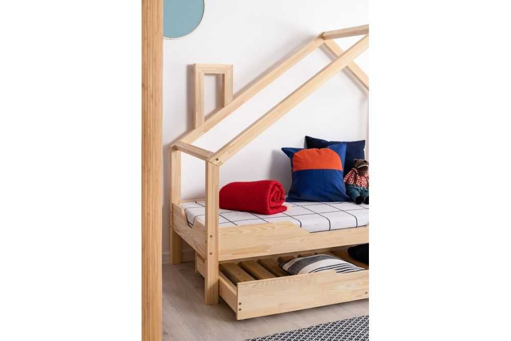MALOU lit cabane enfant en bois de pin tiroir ouvert