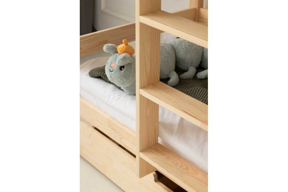 CALEB lit superposé maison enfant en bois de pin tiroir lit appoint