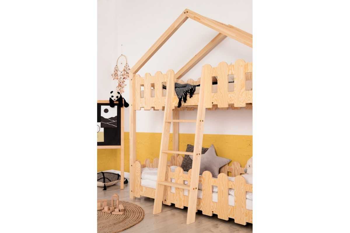 lit cabane superposé en contreplaqué de pin pour enfant avec échelle