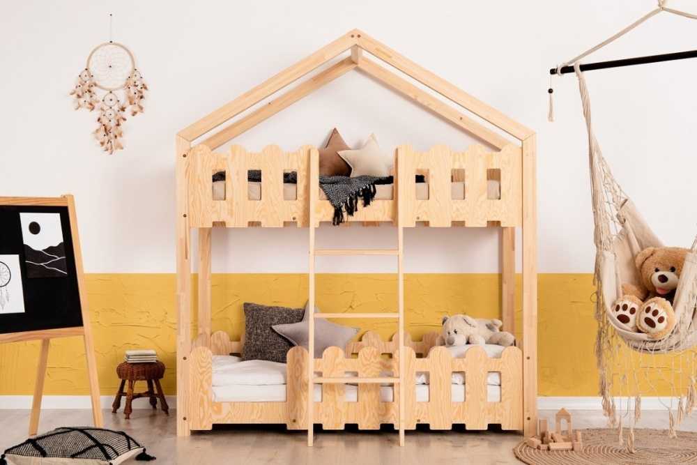lit cabane superposé en contreplaqué de pin pour enfant