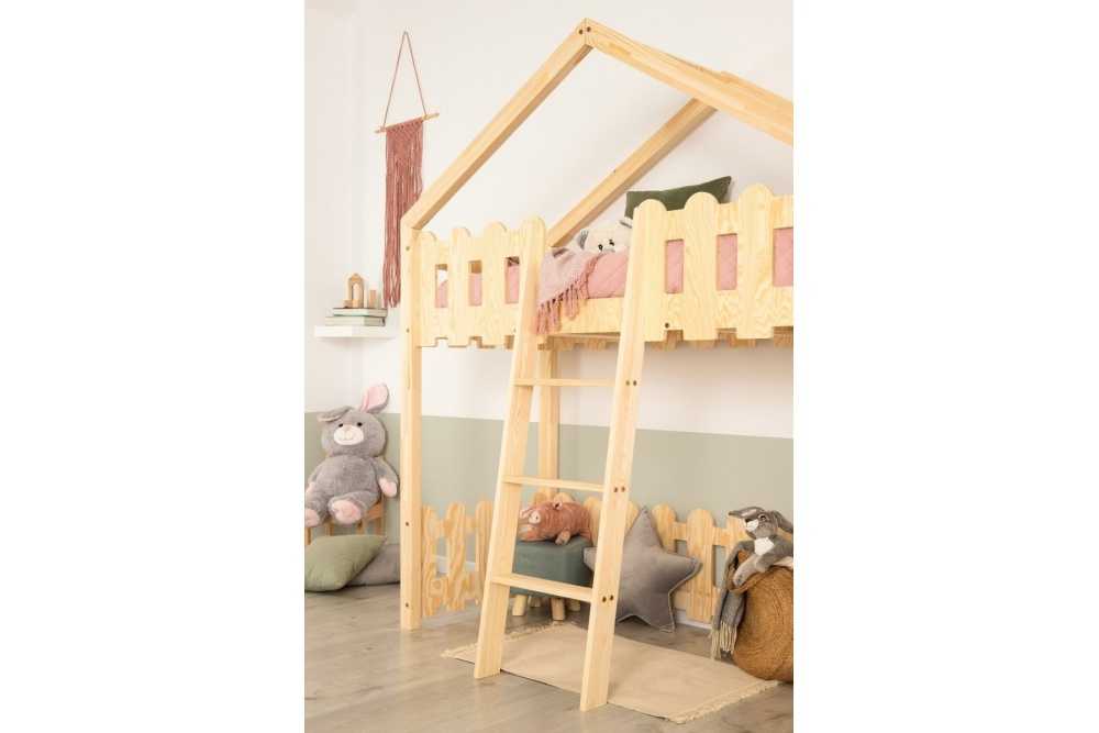Lit mezzanine JOE en bois de pin cabane enfant 2