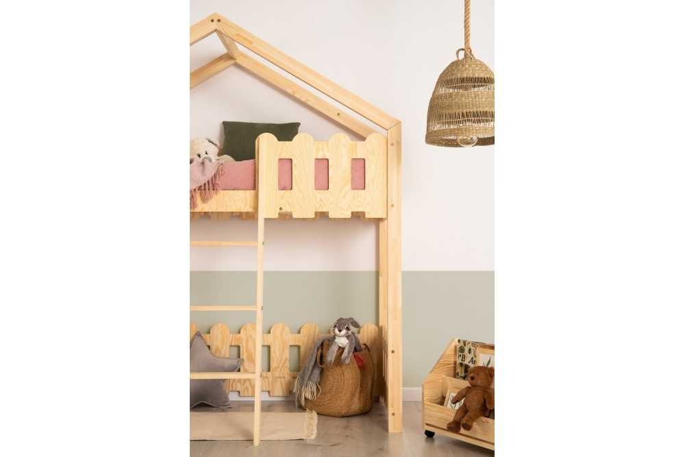 Lit mezzanine JOE en bois de pin cabane enfant 90x190