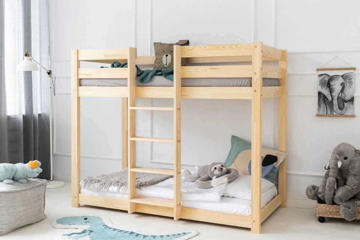 Lit superposé en bois Sacha accès milieu avec échelle