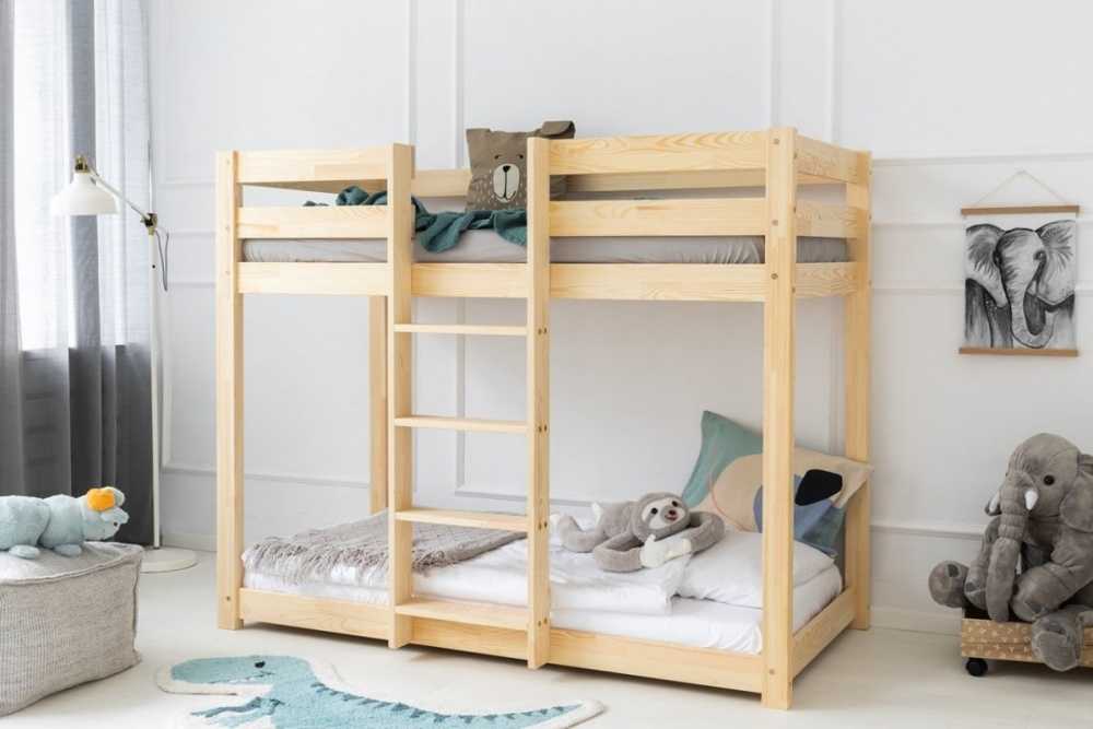Lit superposé en bois Sacha accès milieu avec échelle