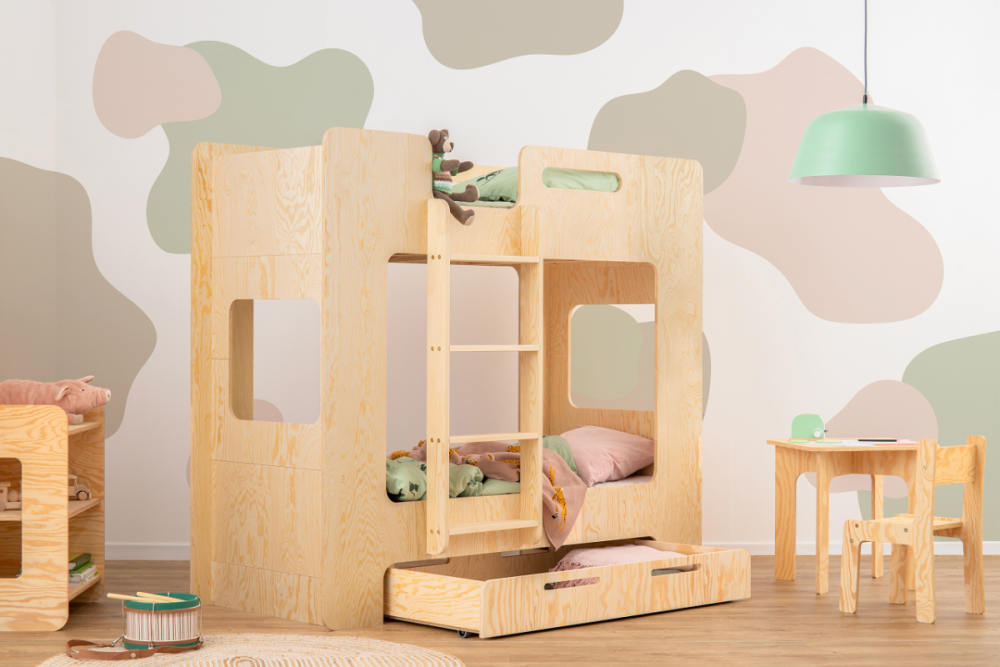 Lit superposé en bois enfant avec option tiroir de rangement GLEN