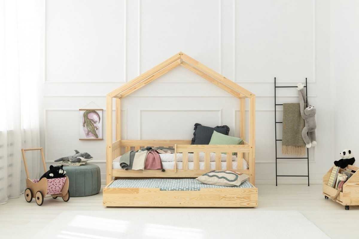 Lit cabane en bois enfant avec lit d'appoint ISAURE 90x190cm