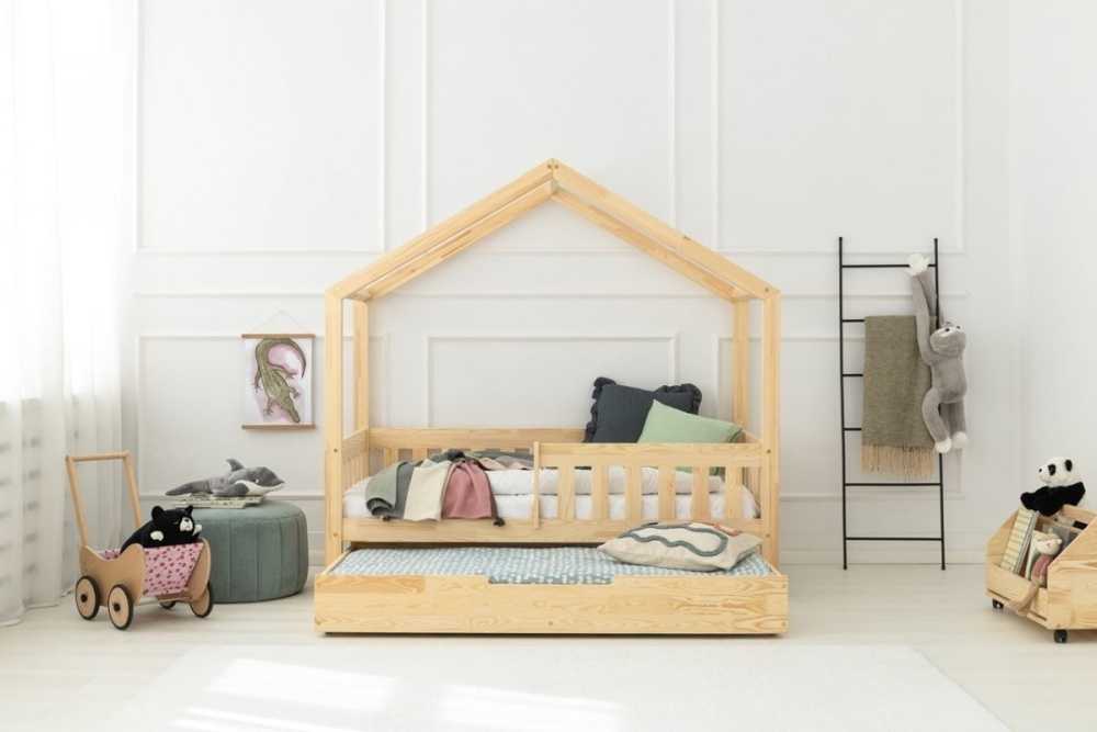 Lit cabane en bois enfant avec lit d'appoint ISAURE 90x190cm Lit cabane en bois enfant avec lit d'appoint ISAURE 90x190cm