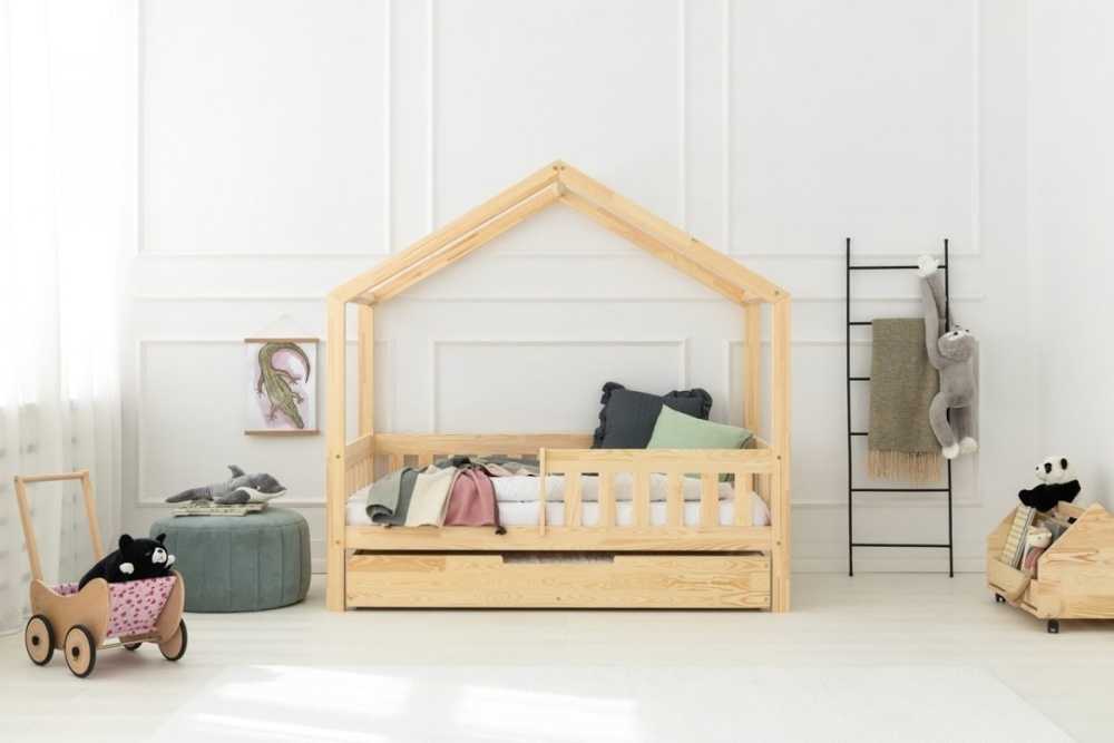 Lit cabane en bois enfant avec tiroir de rangement ISAURE 90x190cm Lit cabane en bois enfant avec tiroir de rangement ISAURE 90x190cm