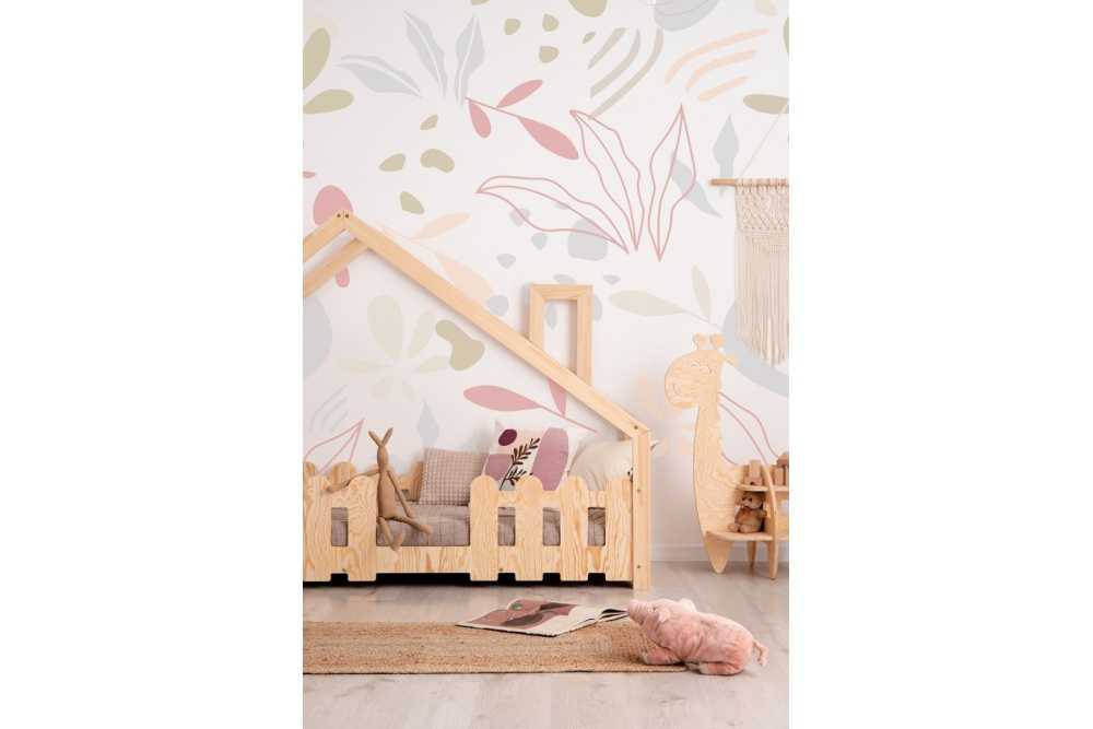 Lit cabane en bois enfant ESTER avec barrière et cheminée Lit cabane en bois enfant ESTER avec barrière et cheminée
