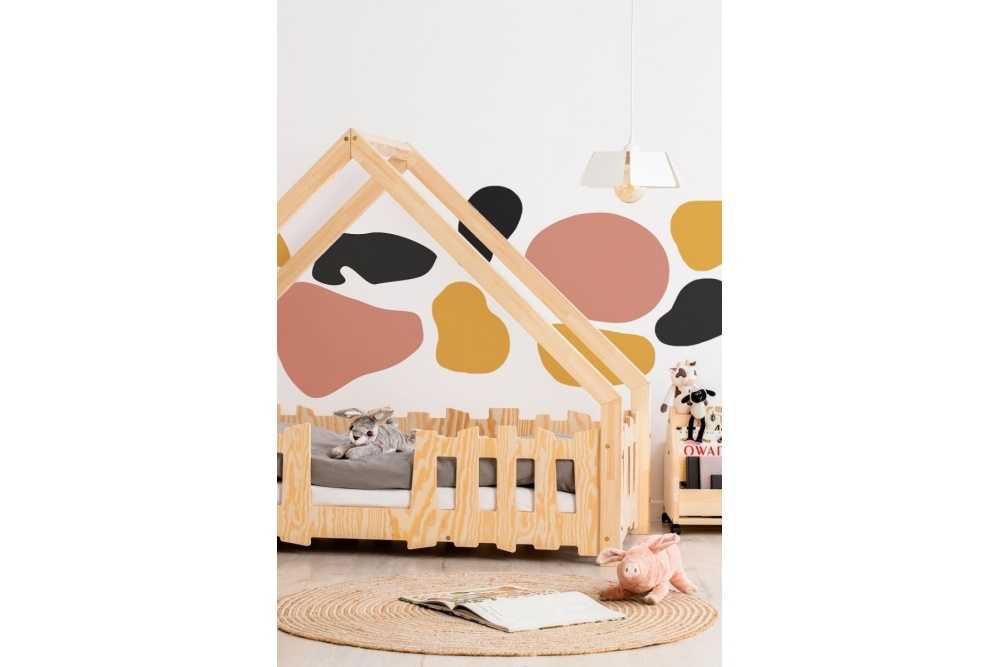 Lit cabane en bois avec barrière DIANE