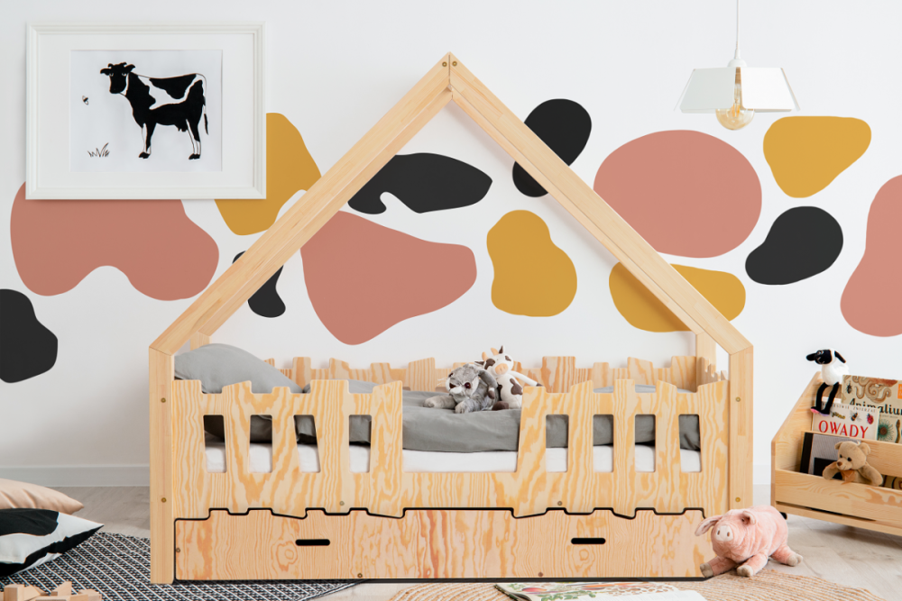 Lit cabane avec barrière en bois DIANE 2