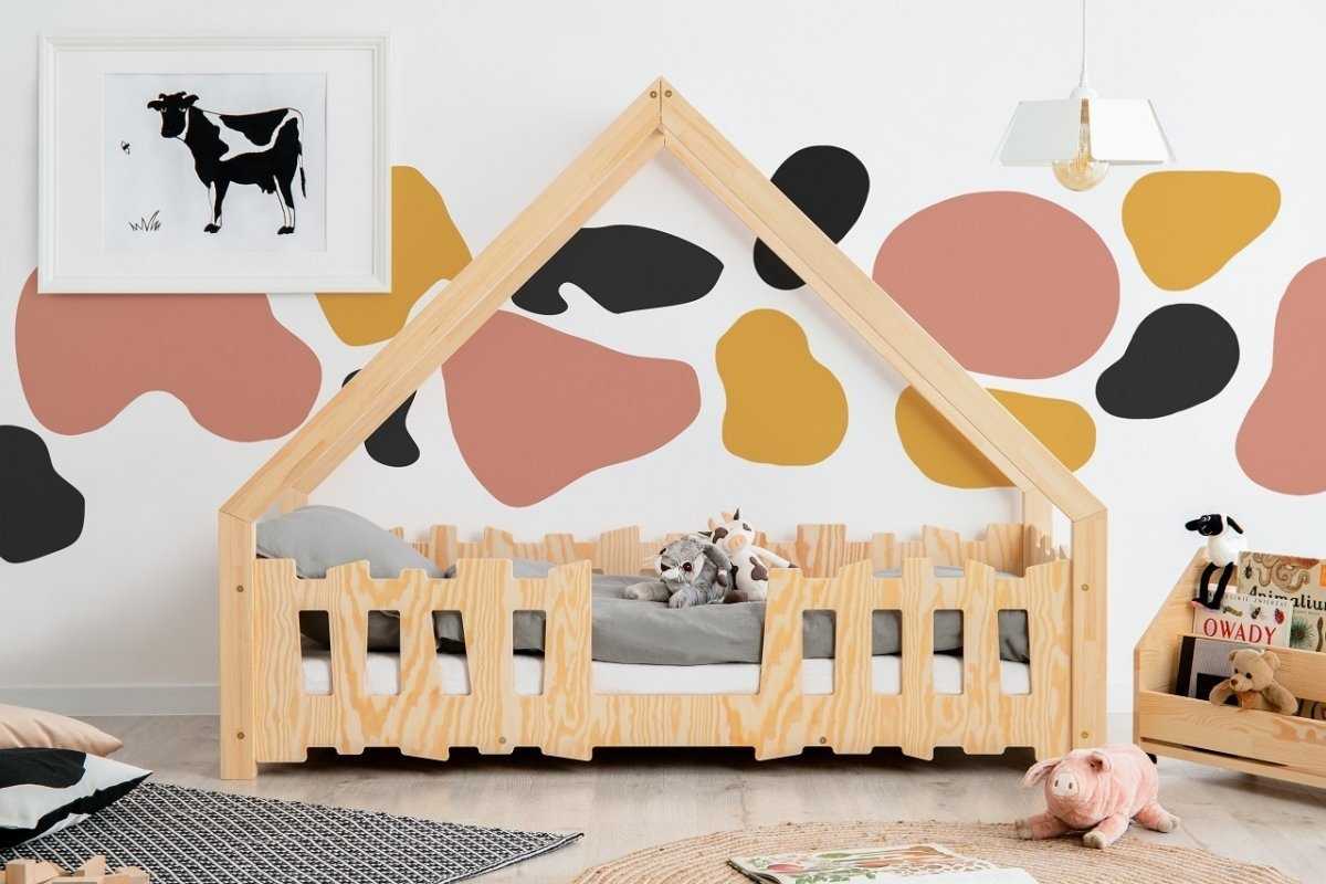 Lit cabane avec barrière en bois DIANE