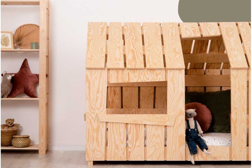 Lit cabane maison en bois GABBY 80x190cm