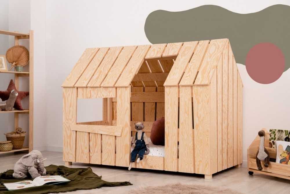 Lit cabane en bois naturel GABBY 80x190cm