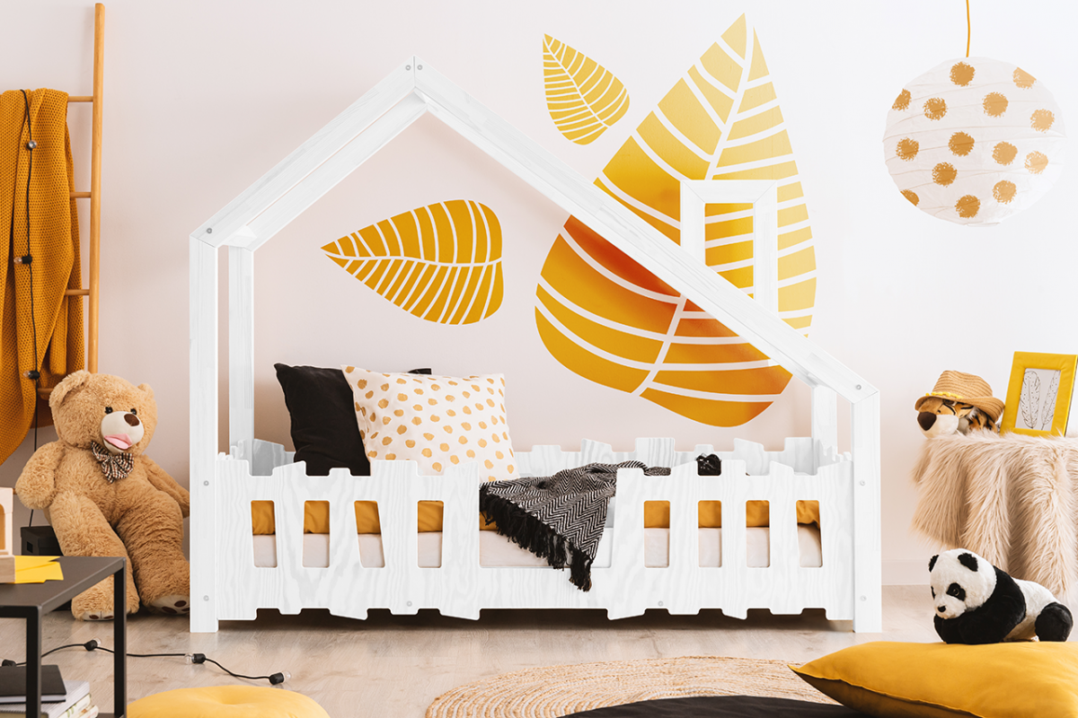 Lit cabane en bois de pin blanc Robin 90x200cm