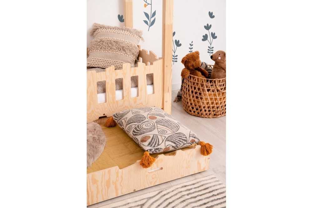 Lit cabane en bois de pin naturel Robin avec tiroir lit d'appoint Lit cabane en bois de pin naturel Robin avec tiroir lit d'appoint