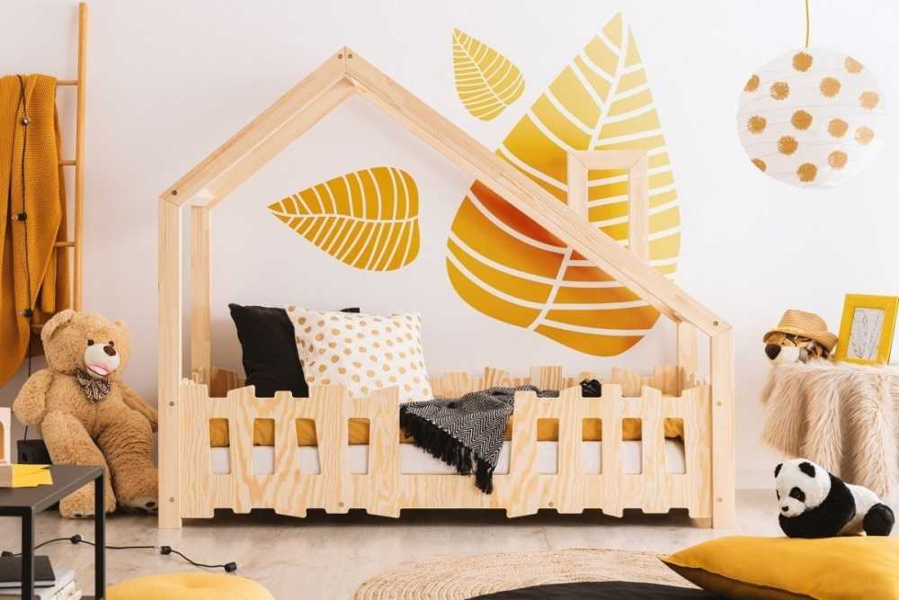 Lit cabane en bois de pin naturel pour enfant 70x140cm ROBIN